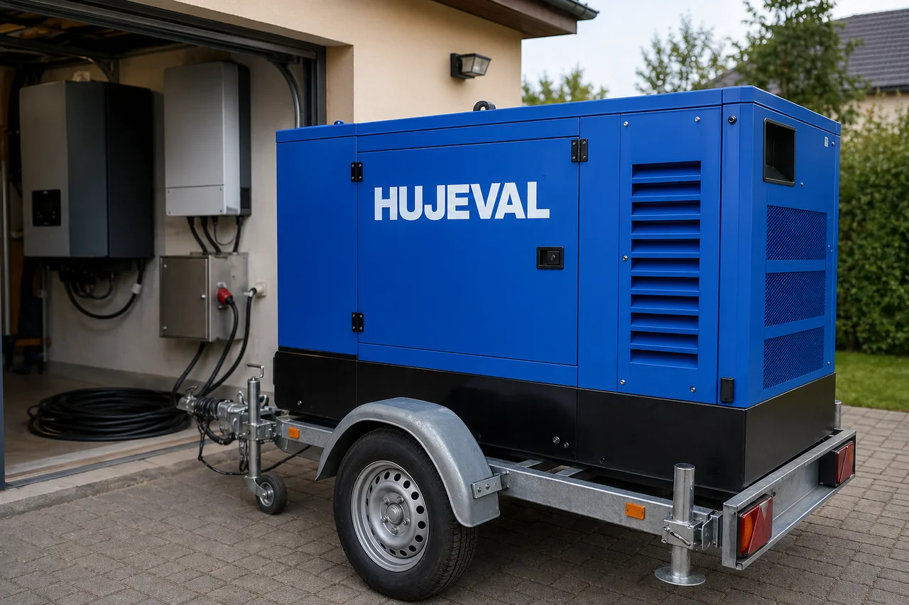 Mobilní elektrocentrála Hujeval v praxi — detail